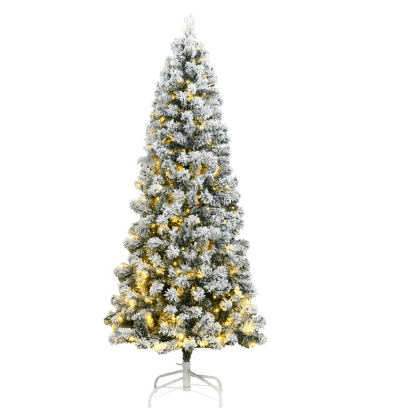 Kunstkerstboom Met Scharnieren 300 Led's En Sneeuw