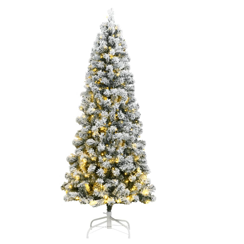 Kunstkerstboom Met Scharnieren 300 Led's En Sneeuw