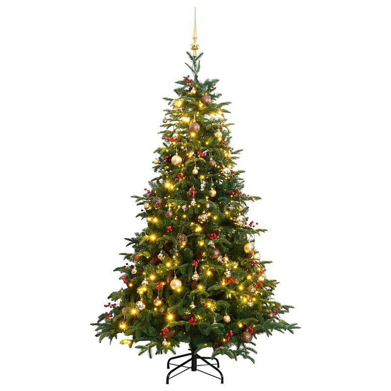 Kunstkerstboom Met Scharnieren 150 Led's En Kerstballen