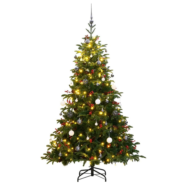 Kunstkerstboom Met Scharnieren 300 Led's En Kerstballen 210 Cm