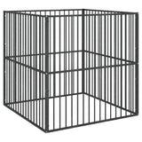 Hondenkennel 4 Panelen Gepoedercoat Staal Zwart