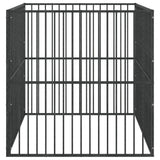 Hondenkennel 4 Panelen Gepoedercoat Staal Zwart