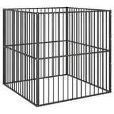 Hondenkennel 4 Panelen Gepoedercoat Staal Zwart