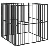 Hondenkennel 4 Panelen Gepoedercoat Staal Zwart