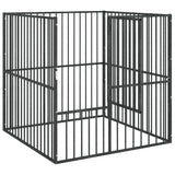 Hondenkennel 4 Panelen Gepoedercoat Staal Zwart