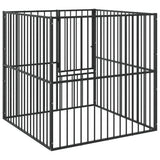 Hondenkennel 4 Panelen Gepoedercoat Staal Zwart