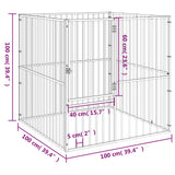 Hondenkennel 4 Panelen Gepoedercoat Staal Zwart
