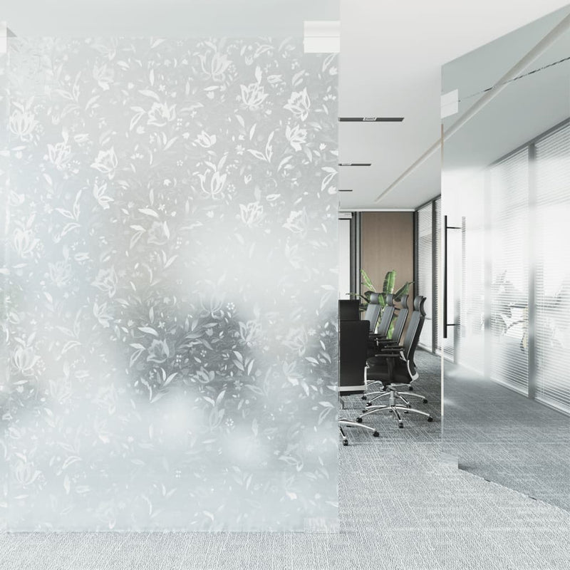 Raamfolie Bloemenpatroon Mat 90X500 Cm Pvc Berijpte Bloem
