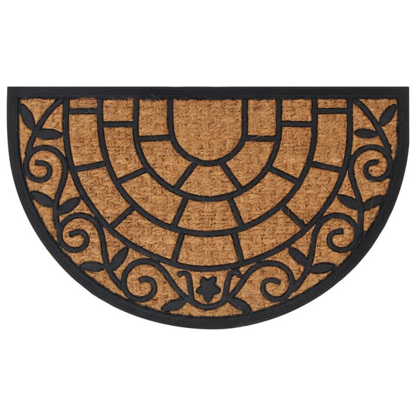 Deurmat Halfrond 45X75 Cm Rubber En Kokosvezel Acaciahout (Naturel)