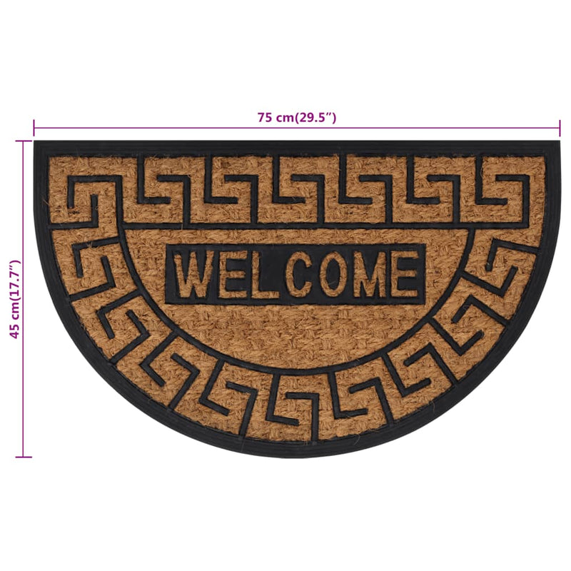 Deurmat Halfrond 45X75 Cm Rubber En Kokosvezel Bruin Eikenkleur