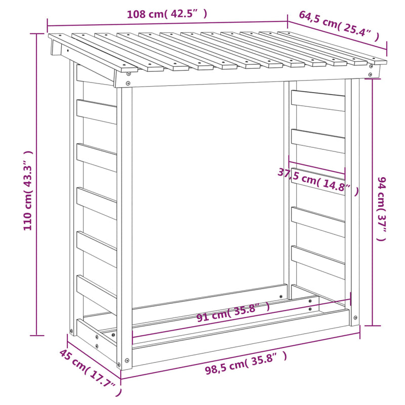 Haardhoutrek 108X64,5X110 Cm Massief Grenenhout