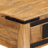 Bureau 100X50X75 Cm Massief Hout Ruw Mangohout Crème