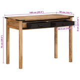 Bureau 100X50X75 Cm Massief Hout Ruw Mangohout Crème