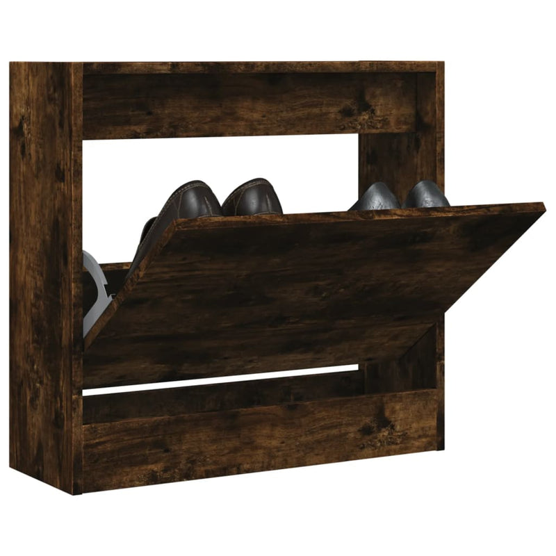 Schoenenkast 60X21X163,5 Cm Bewerkt Hout Kleurig Gerookt Eiken