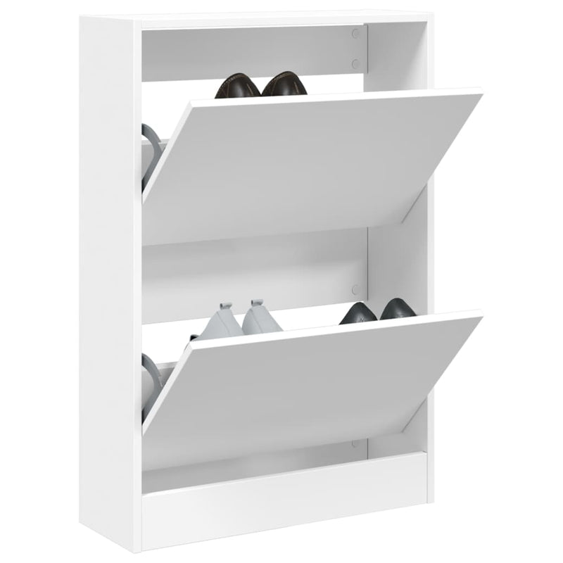Schoenenkast 80X21X125,5 Cm Bewerkt Hout Wit