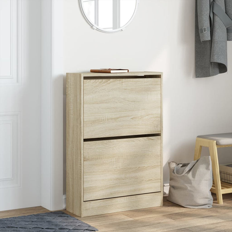 Schoenenkast 60X21X87,5 Cm Bewerkt Hout Kleurig Sonoma Eiken