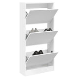 Schoenenkast 80X21X125,5 Cm Bewerkt Hout Wit