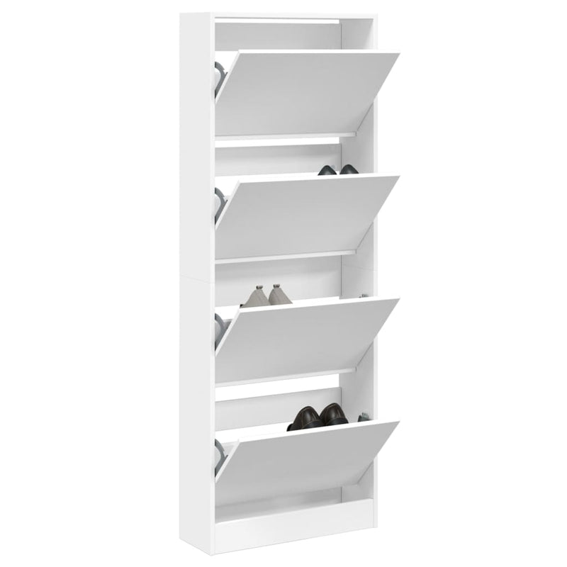 Schoenenkast 80X21X125,5 Cm Bewerkt Hout Wit