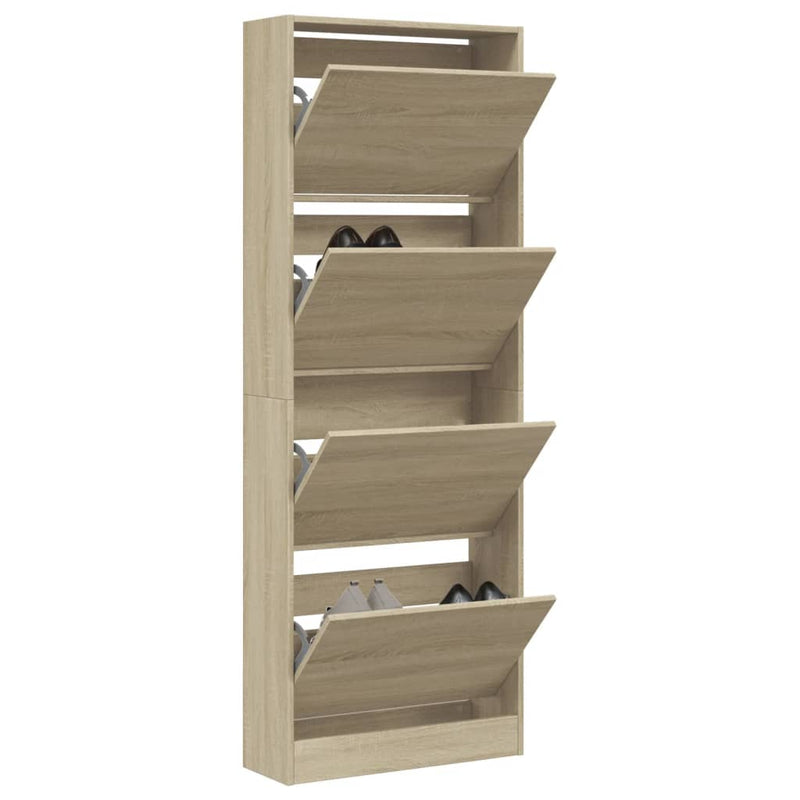 Schoenenkast 60X21X87,5 Cm Bewerkt Hout Kleurig Sonoma Eiken