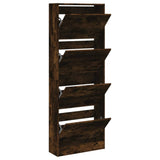 Schoenenkast 60X21X163,5 Cm Bewerkt Hout Kleurig Gerookt Eiken