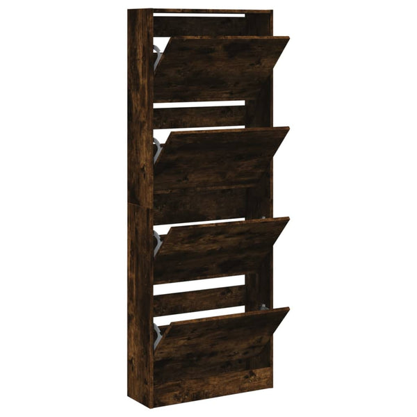 Schoenenkast 60X21X163,5 Cm Bewerkt Hout Kleurig Gerookt Eiken