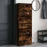 Schoenenkast 60X21X163,5 Cm Bewerkt Hout Kleurig Gerookt Eiken