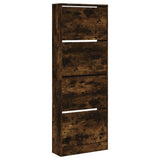 Schoenenkast 60X21X163,5 Cm Bewerkt Hout Kleurig Gerookt Eiken