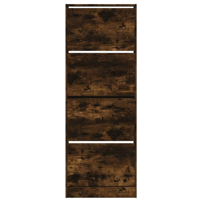 Schoenenkast 60X21X163,5 Cm Bewerkt Hout Kleurig Gerookt Eiken