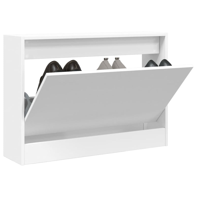 Schoenenkast 80X21X125,5 Cm Bewerkt Hout Wit