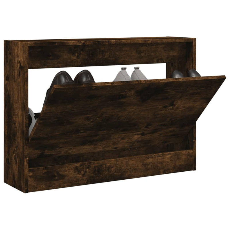 Schoenenkast 60X21X163,5 Cm Bewerkt Hout Kleurig Gerookt Eiken