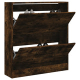 Schoenenkast 60X21X163,5 Cm Bewerkt Hout Kleurig Gerookt Eiken
