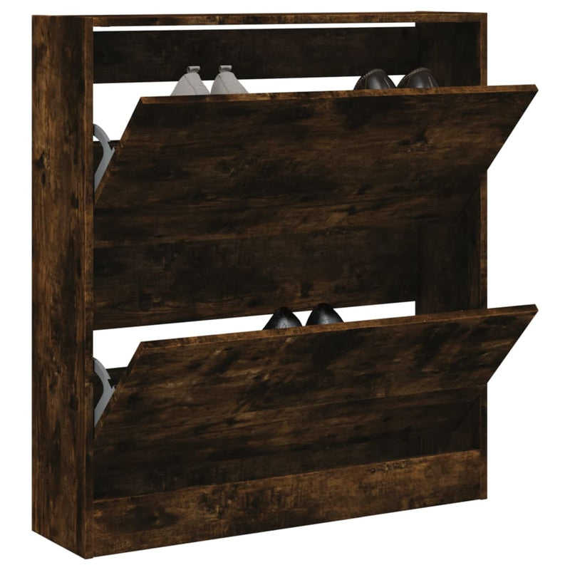 Schoenenkast 60X21X163,5 Cm Bewerkt Hout Kleurig Gerookt Eiken