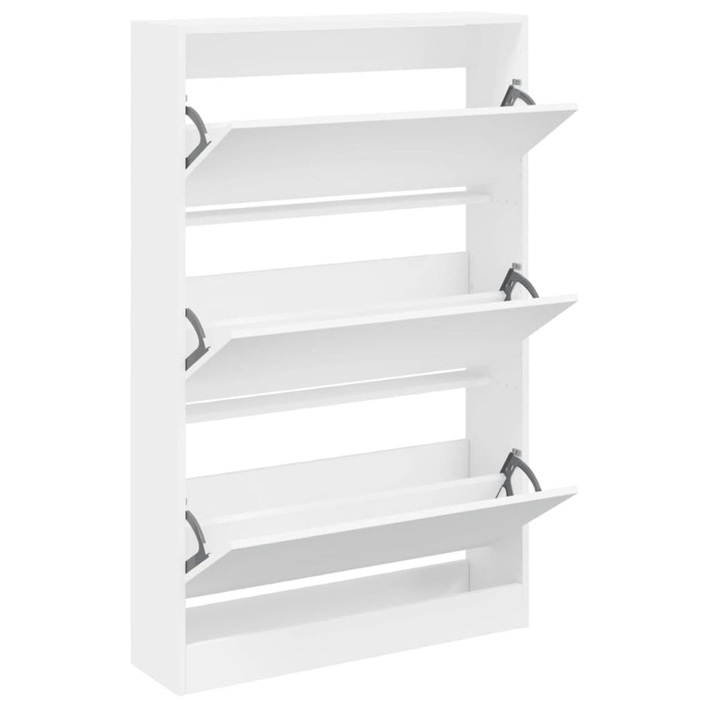 Schoenenkast 80X21X125,5 Cm Bewerkt Hout Wit