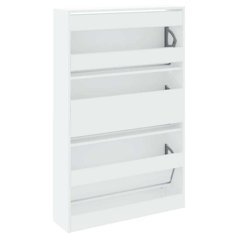 Schoenenkast 80X21X125,5 Cm Bewerkt Hout Wit