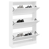 Schoenenkast 80X21X125,5 Cm Bewerkt Hout Wit