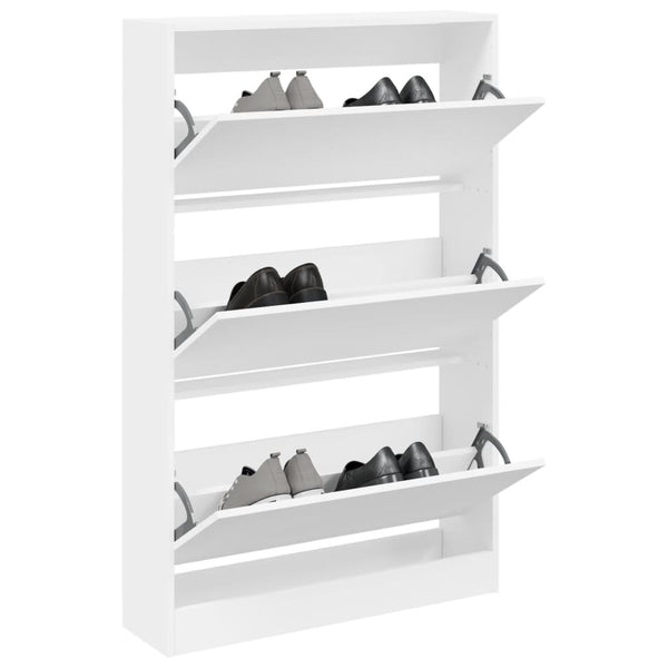 Schoenenkast 80X21X125,5 Cm Bewerkt Hout Wit