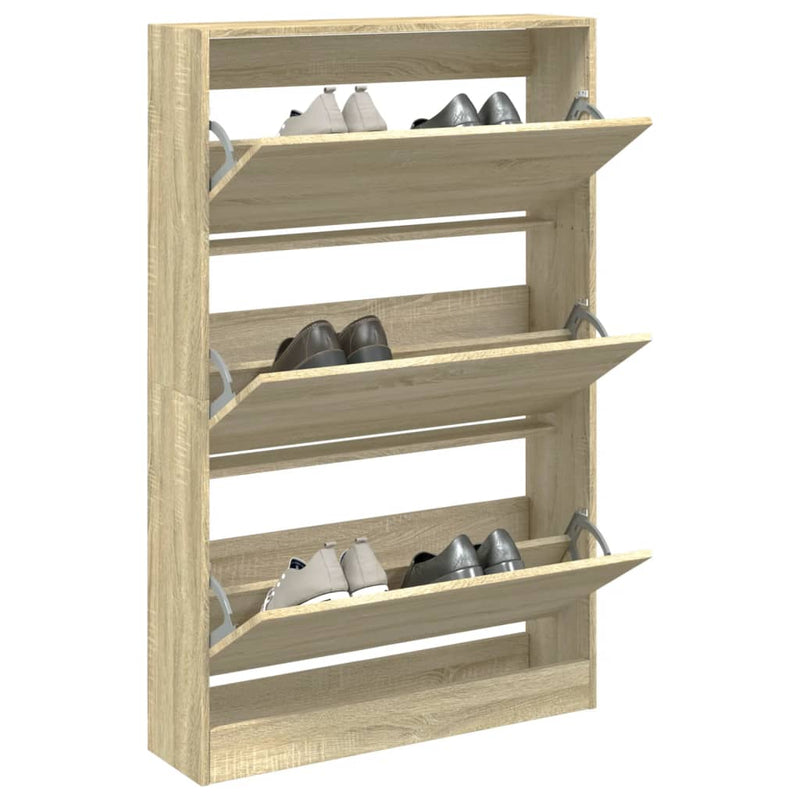 Schoenenkast 60X21X87,5 Cm Bewerkt Hout Kleurig Sonoma Eiken