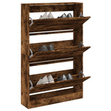Schoenenkast 60X21X163,5 Cm Bewerkt Hout Kleurig Gerookt Eiken