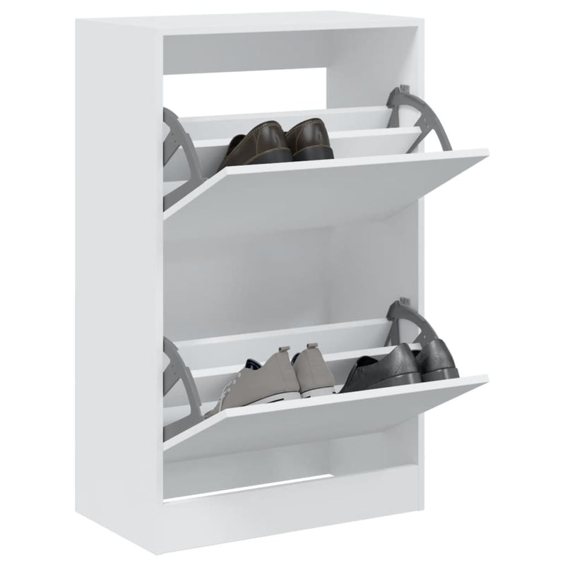 Schoenenkast 80X21X125,5 Cm Bewerkt Hout Wit