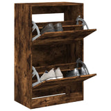 Schoenenkast 60X21X163,5 Cm Bewerkt Hout Kleurig Gerookt Eiken