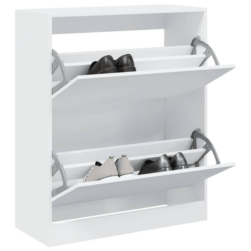 Schoenenkast 80X21X125,5 Cm Bewerkt Hout Wit
