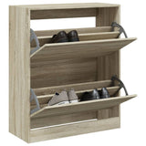 Schoenenkast 60X21X87,5 Cm Bewerkt Hout Kleurig Sonoma Eiken
