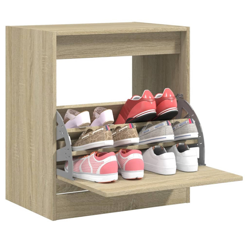 Schoenenkast 60X21X87,5 Cm Bewerkt Hout Kleurig Sonoma Eiken