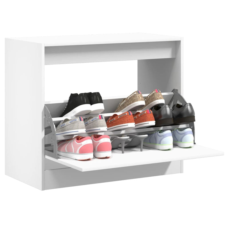 Schoenenkast 80X21X125,5 Cm Bewerkt Hout Wit