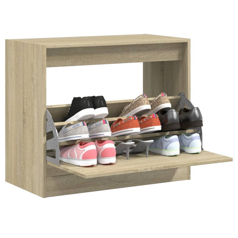 Schoenenkast 60X21X87,5 Cm Bewerkt Hout Kleurig Sonoma Eiken