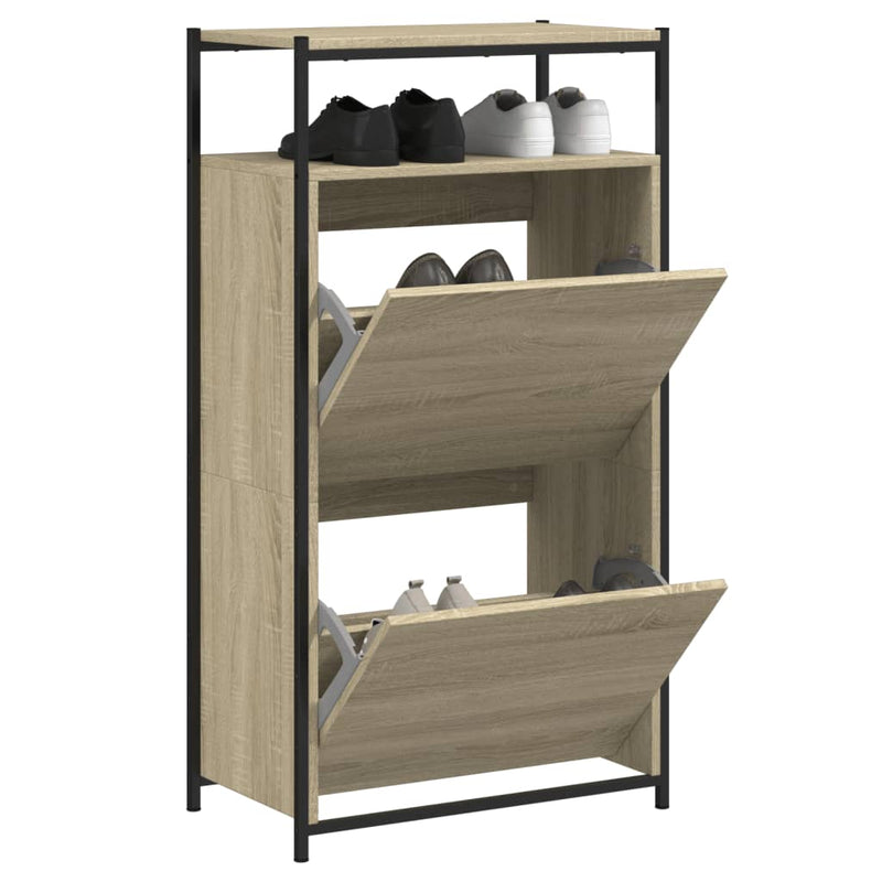 Schoenenkast 75X34X112 Cm Bewerkt Hout