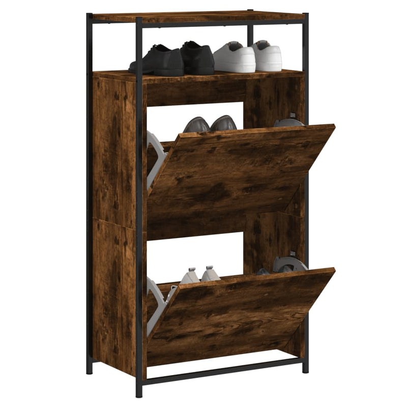 Schoenenkast 75X34X112 Cm Bewerkt Hout