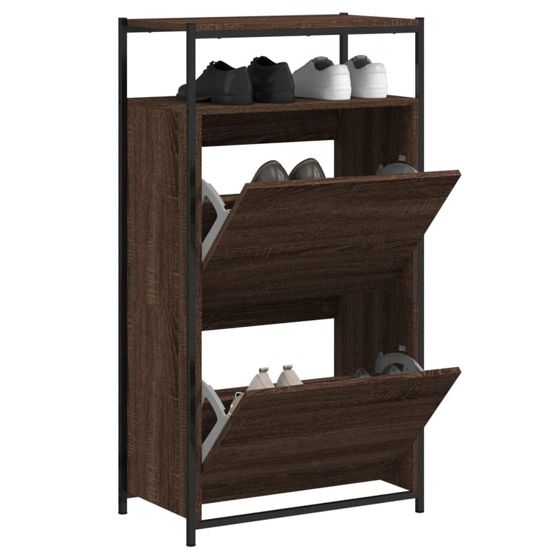 Schoenenkast 75X34X112 Cm Bewerkt Hout