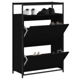 Schoenenkast 75X34X112 Cm Bewerkt Hout