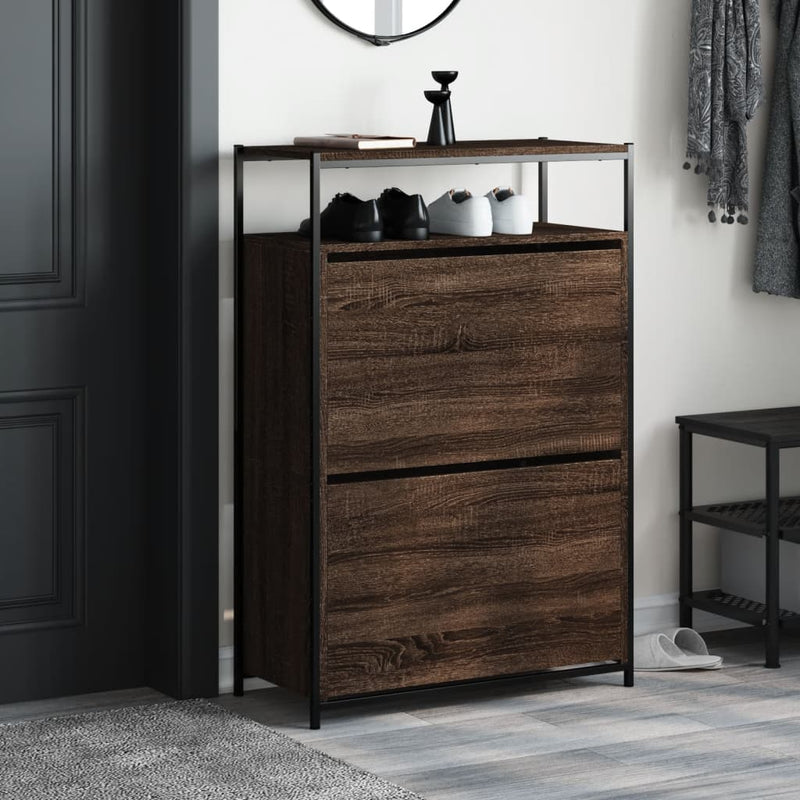Schoenenkast 75X34X112 Cm Bewerkt Hout